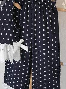 SHEIN Genkimix Kids 少女蝴蝶結背心套裝，休閒可愛學院風，復古寬鬆波點設計，適合夏季返校、戶外運動與日常穿著，舒適穿搭 - 彩色 - 查看 4