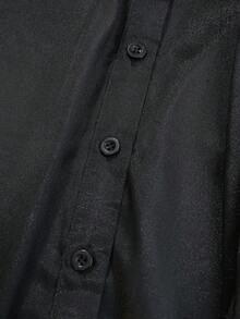 INAWLY Plus Size Women Solid Color Long Sleeve Single-Breasted Shirt - Black - View 5
