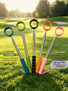 Extendable Golf Ball Retriever Stainless Steel Shaft, Lightweight Golf Ball Pick Up Tool For Lake Grass Sand Bunker, Comfort Foam Grip Golf Training Equipment - Multicolor - View 1