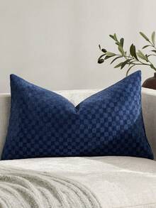 Cirelle 1/2 個 45*45cm 格紋雪尼爾抱枕套，不含內芯，四季通用柔軟提花靠墊套，拉鍊設計，適用於沙發臥室的通用家居裝飾 - 藍色 - 查看 10