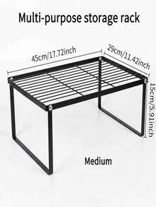 1pc Carbon Steel Countertop Storage Rack - Foldable Wardrobe Organizer, Polished Surface, Space-Saving, Suitable For Kitchen, Dining Room, Bar, Kitchen Tools And Small Items, Minimalist Design, Sturdy Structure, Fits Kitchen Cabinet - multicolor - View 13