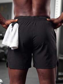 GymBeat Men's Drawstring Waist Casual Versatile Daily Travel Sports Shorts, Gym - Black - View 2