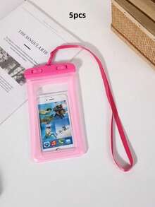 5PCS Universal Waterproof 3D Full Protection Phone Case Pouch Dry Bag With Clear Transparent Window Touch Screen Sensitive Impact Resistant Sealed Zipper Lock Design For Travel Beach Pool Cruise Snorkeling Water Sports Outdoor Hiking Rainy Day - Multicolor - View 9