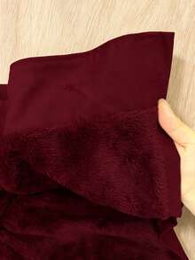 SHEIN Elladie kids 女童卡其色保暖连帽双排扣时尚外套，适合日常休闲穿着 - 酒紅色 - 查看 8