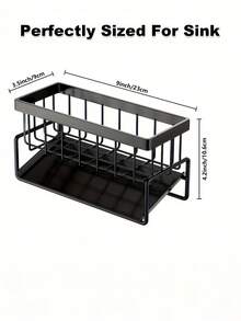 Heavy Duty Metal Kitchen Sink Caddy With Towel Holder, Multifunctional Under Sink Organizer With Sponge Holder, Dish Soap Storage & Self-Draining Tray, No-Drill Space Saving Sink Rack For Restaurant & Commercial Kitchen Use - Multicolor - View 4