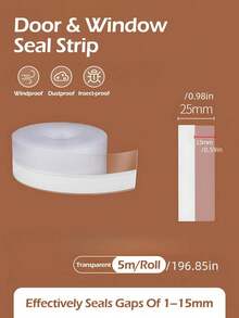 1 PC Self Adhesive Weather Stripping Door Seal Strip Draft Stopper Windproof Soundproof Heat Insulation Gap Filler For Door Window Frame Home Improvement Noise Reduction Durable Flexible Strong Adhesive Easy Cut To Fit Practical - Multicolor - View 11