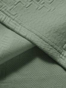 Manfinity Homme Camiseta de punto jacquard de unicolor con textura en cuello y puños acanalados para hombre - Verde - Ver 6