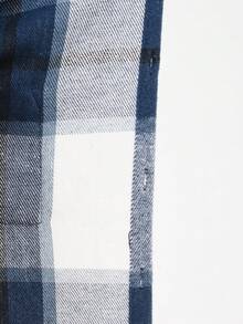 Manfinity Homme Loose Men Plaid Print Drawstring Hooded Shacket Without Tee - Navy Blue - View 3