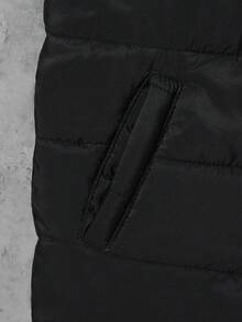 Boys' Casual Thermal-Lined Hooded Vest, Suitable For Daily Wear, Versatile, Winter - Black - View 7