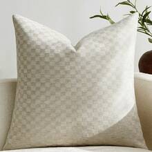 Cirelle 1/2 Stücke karierte Chenille Kissenbezüge, ohne Füllung, ganzjährig weiche Jacquard Kissenhüllen, Reißverschluss Design, universelle Heimdekoration für Sofa und Schlafzimmer - Hellgrau - Übersicht 7