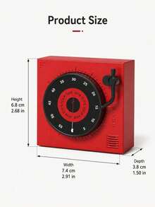 Zazumi 1Pc Mechanical Magnetic Timer, White/Red Record Player Shaped Timer, Kitchen Timing Reminder, Cooking Alarm Clock For Student Time Management - Multicolor - View 9