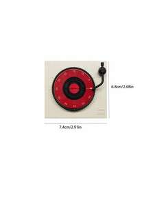 Zazumi 1Pc Mechanical Magnetic Timer, White/Red Record Player Shaped Timer, Kitchen Timing Reminder, Cooking Alarm Clock For Student Time Management - Multicolor - View 10