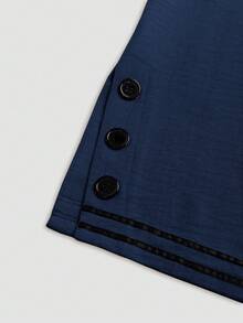 LUMIGAL 女款夏季休閒圓領寬鬆上衣與配套長褲兩件套 - 藏蓝色 - 查看 5