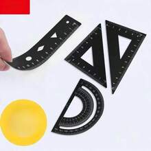 Metal Geometry Ruler Set With Storage Case, Multifunctional Drafting Drawing Tools Kit, Straight Ruler Protractor Triangle Ruler Measuring Supplies For Student School Office - multicolor - View 4