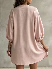 Linhara CURVE Plus Size Women's Deep V-Neck Floral Print Casual Daily Blouse Fall - Pink - View 2