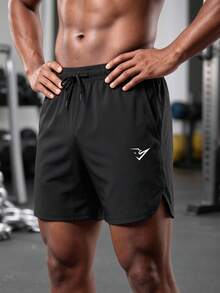 GymBeat Men's Drawstring Waist Casual Versatile Daily Travel Sports Shorts, Gym - Black - View 1