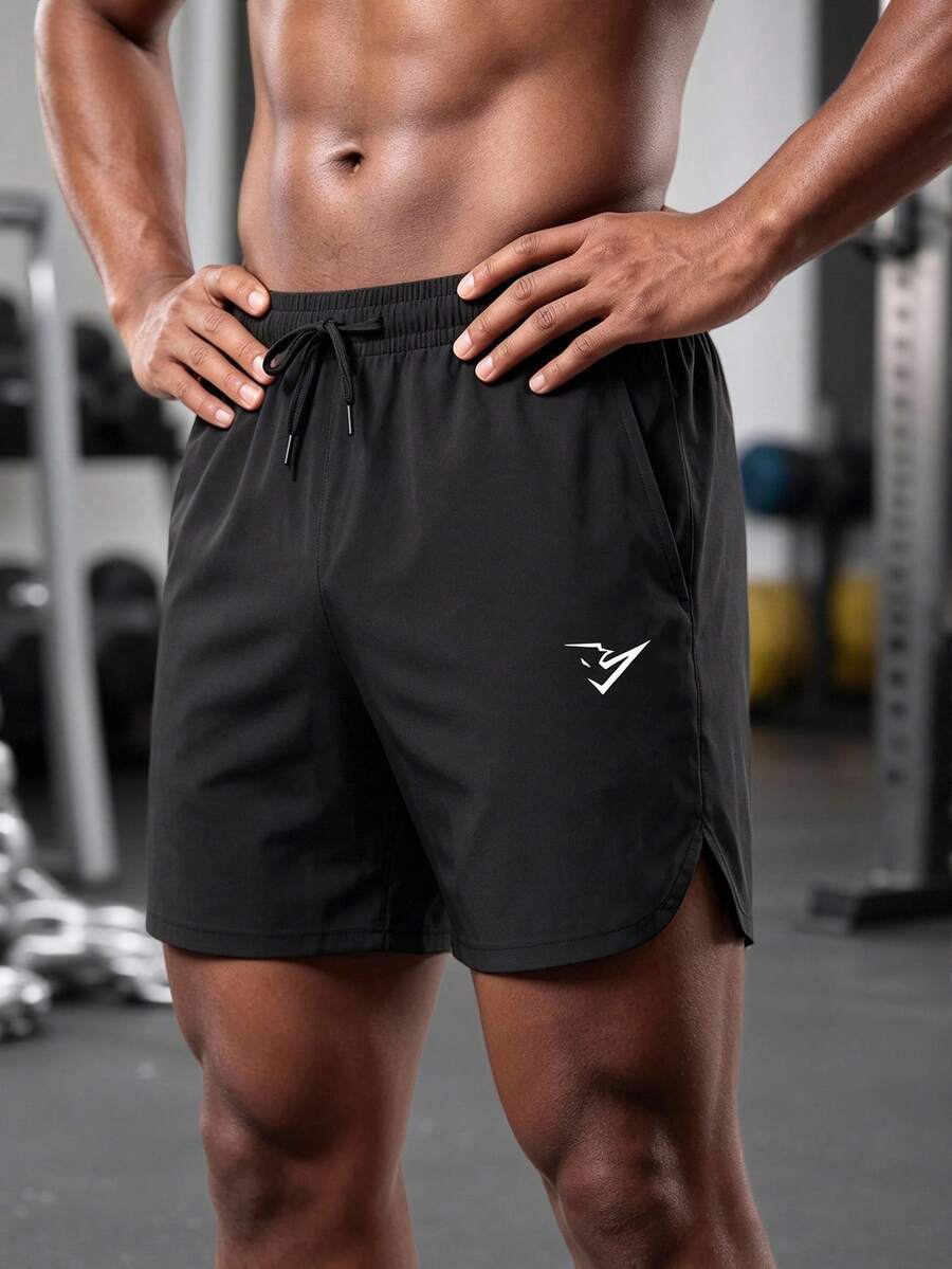 GymBeat Men's Drawstring Waist Casual Versatile Daily Travel Sports Shorts, Gym - Black - View 1