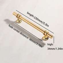 6PCS Aluminum Alloy Golden Door HandleWardrobe Kitchen Cabinet Drawer Solid HandleFurniture Handle European Modern Hardware - gold - View 10
