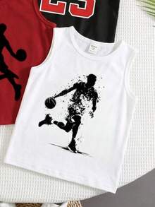 SHEIN 3pcs Fashionable Comfortable Minimalist English Print Sports Tank Tops, Spring/Summer Style, Summer Style, Suitable For Daily Wear - Multicolor - View 5
