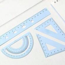 Metal Geometry Ruler Set With Storage Case, Multifunctional Drafting Drawing Tools Kit, Straight Ruler Protractor Triangle Ruler Measuring Supplies For Student School Office - multicolor - View 3
