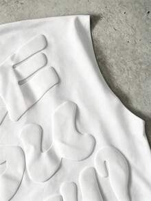 Manfinity Roghcode Camiseta sin mangas casual de verano para hombre con letras en relieve - Blanco - Ver 5