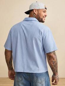 EASEVO Men's Plus Size Summer Casual Striped Shirt Men's Graphic T Shirt - Baby Blue - View 2