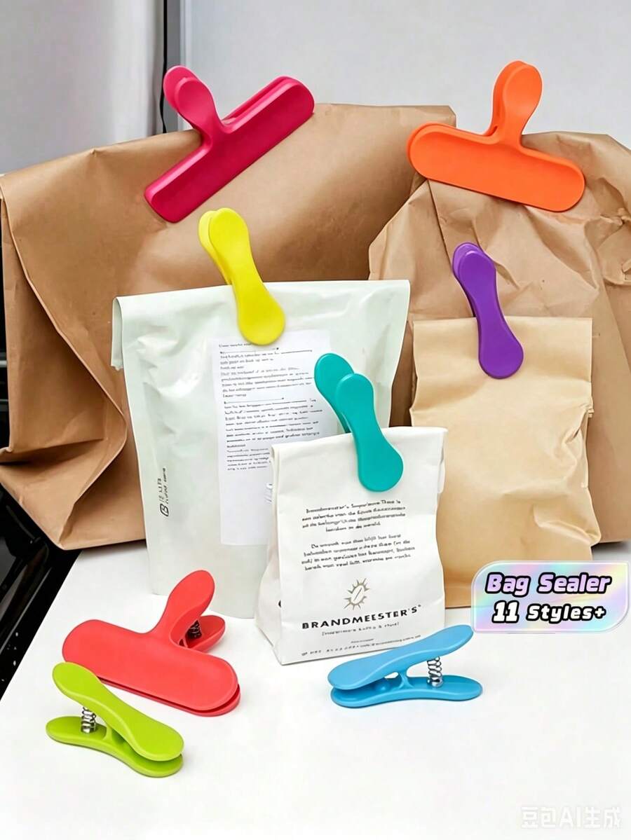 8pcs/ 11pcs Klip Penutup Kantong Pelangi Klip Penutup yang Dapat Digunakan Kembali untuk Penyimpanan Dapur, Pengorganisasian, Tahan Lembap, Menjaga Kesegaran, Penutup Kantong Keripik, Perlengkapan Rumah Tangga - MultiWarna - View 1