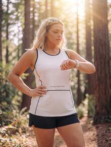 In My Nature Women's Plus Size Colorblock Letter Print Casual Daily Outdoor Sports T-Shirt - White - View 10