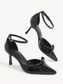 CUCCOO CHICEST Spitze Stiletto Schwarze Schleife Damen High Heels Schuhe Modisch Und Sexy Vier-Jahreszeiten Pendeln Täglich Vielseitig Einfach Damen Cut Out High Heels - Schwarz - Übersicht 7
