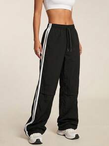 SHEIN BAE Women's Fashionable Sports Pants, Suitable For Fall - Black - View 6