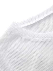 SHEIN Cheerettes Women's Plus Size Simple Versatile Crew Neck Short Sleeve Sports T-Shirt White Breathable Moisture Wicking Sheer Athletic For Gym Running Camise - White - View 6