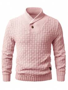 Manfinity Homme Men's Casual Versatile Solid Color Sweater, Autumn/Winter - Pink - View 4
