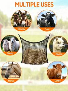 1 Hay Net, Suitable For Horses And Goats - Slow Feeder, Large Opening Design, Easy To Fill, Nylon Feeding Bag - Multicolor - View 8