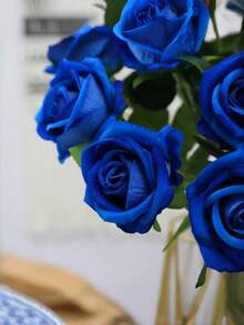 2/6/10 Stücke künstliche Rosen, blaue/rosa künstliche Rosen mit Stielen, geeignet für die Dekoration in Wohnungen, Hochzeitszentren, Hotels und Büros. - Verschiedenfarbig - Übersicht 16