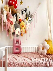 1pc Large Stuffed‑Animal Hammock, Corner Hanging Net For Plush Toys, Wall‑Mounted Toy Storage Organizer For Stuffed Animal Display - Multicolor - View 3