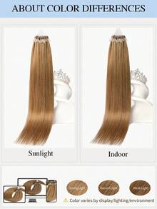 Micro Loop Human Hair Extensions Premium Virgin Remy Hair 6# Light Brown Reusable Invisible Micro Link Bead Hair No Glue No Tape Design 50Pcs 14-22 Inch Anti Shedding Soft Texture Ideal For Full Head Makeover Holiday& Hairstyle For Girls & Women - S6 - View 13