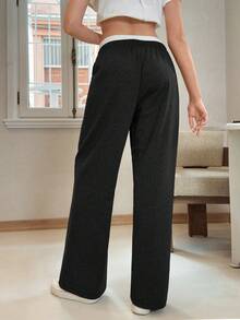 EURMUSE Drawstring Waist Pants - Dark Grey - View 2