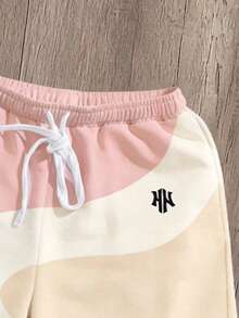 Manfinity Joysei Men's Contrast Color Print Fleece Shorts, Suitable For Summer Wear, Dopamine Shorts, Holiday - Multicolor - View 3