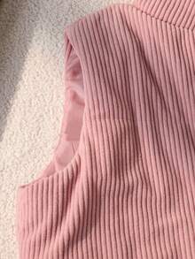 SHEIN 女童（大童）休閒百搭運動風立領短版絎縫加厚背心，秋冬款 - 彩色 - 查看 6