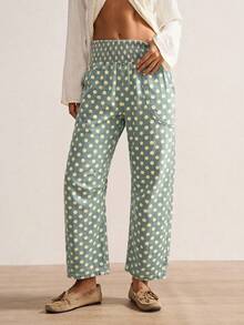 Bohemela Women's Loose Solid Color Woven Wide Leg Pants, Spring/Summer - Medium Wash - View 6