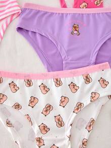 Girls Big Tween Girl Heart Print Line Star English Lettering Multi-Color Fashion Cartoon Cute Triangle Panties - Multicolor - View 9