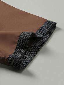 Manfinity Mode Men's Casual Fashion Short Sleeve Patchwork Shirt - Coffee Brown - View 4