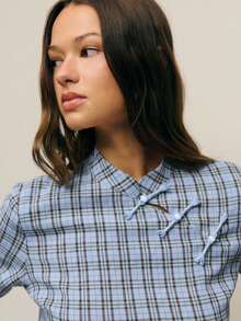 Nöista Chinese-Style Short Sleeve Top With Frog Buttons, Perfect For Summer, Fall And Going Out. - Blue - View 7