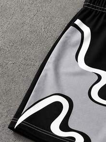 SHEIN Baby Boy Letter Print Contrast Color Short Sleeve T-Shirt And Shorts Casual Set - Multicolor - View 5