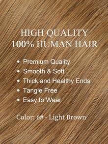 Micro Loop Human Hair Extensions Premium Virgin Remy Hair 6# Light Brown Reusable Invisible Micro Link Bead Hair No Glue No Tape Design 50Pcs 14-22 Inch Anti Shedding Soft Texture Ideal For Full Head Makeover Holiday& Hairstyle For Girls & Women - S6 - View 2