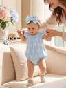 SHEIN Vintaside Kids Newborn Sweet Daisy Flutter Sleeve Romper And Headband Summer Style