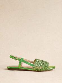 Rosivie Women's Bohemian Style Buckle Design Casual Flat Sandals - Apple green - View 2
