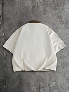 AXEPEAK 男士休閒刺繡拉鍊半開襟短袖 Polo 衫 - 杏色 - 查看 5