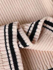 HELLO KITTY AND FRIENDS | SHEIN GraphicGems Baby Girls Cardigans Embroidered Top Design Black Apricot Knit Sweater Baby Clothes Comfortable Soft Sporty All-Match Versatile Sweet Cute Casual Minimalist Daily Suitable For Autumn Winter Travel Outing Party Outdoor Play Picnic School - Apricot - View 6
