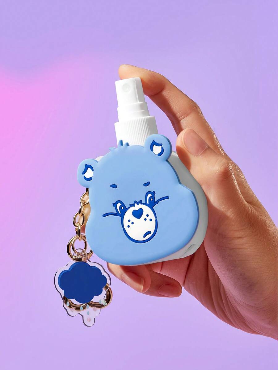 SHEIN X Care Bears 60ml/2oz 心形熊可補充噴霧瓶附吊飾鑰匙圈,便攜式酒精、香水與液體收納瓶,適合旅行與日常攜帶 - 藍色 - 查看 1
